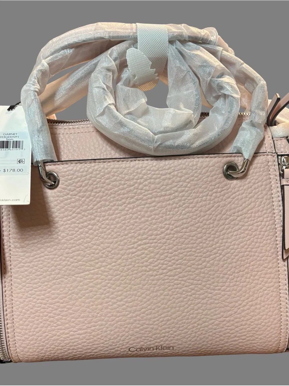 NWT! Calvin Klein Medium Garnet Satchel Crossbody Bag Pink